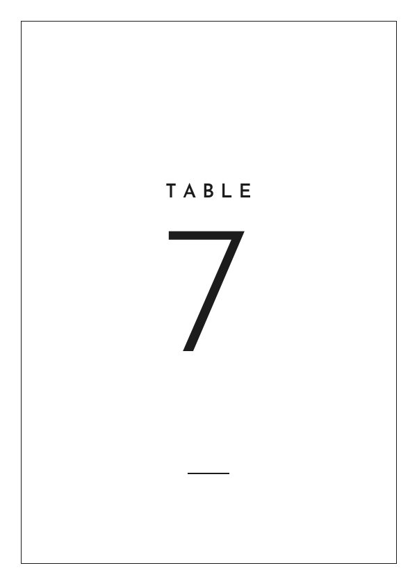 Table numbers template in the Modern Minimal design
