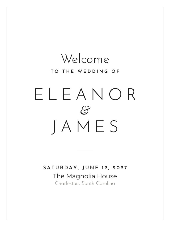 Welcome sign template in the Modern Minimal design